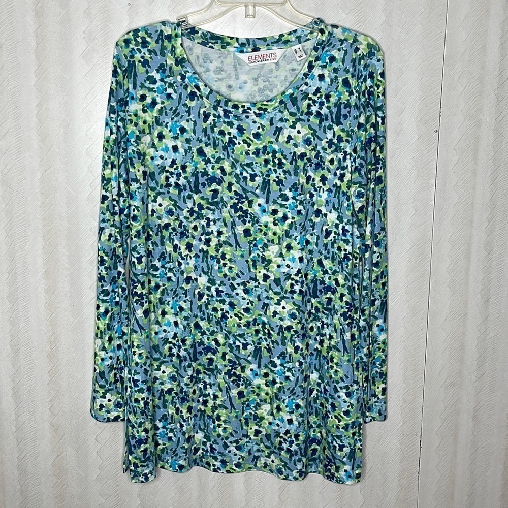 ❤️ 🆕 ISAAC MIZRAHI ELEMENTS Floral Blouse tunic Size M - Picture 3 of 6
